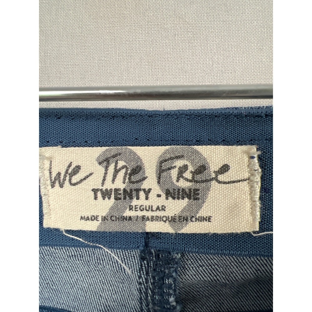 We The Free Flare Jeans Womens 29 Blue Painted Peace Sign High Rise Bell Bottom - Picture 2 of 9